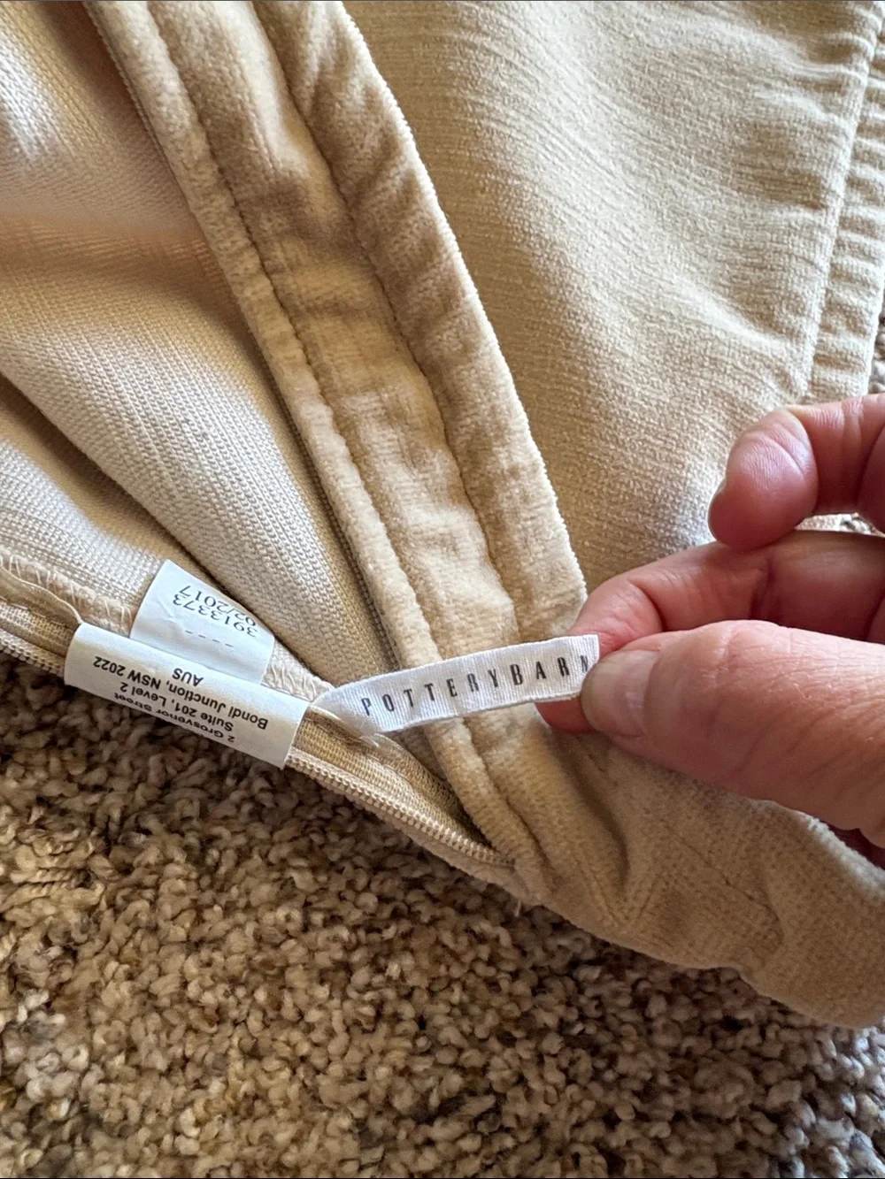 Pottery Barn Neutral Cream Square Pillow Cover